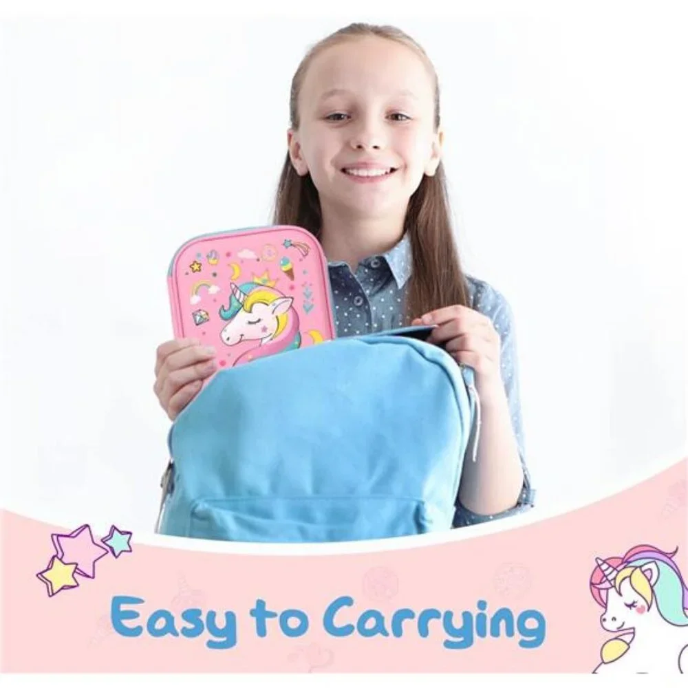 New Cute Unicorn Pencil Case for Girls: 3D EVA Large Capacity with‎ Compartments